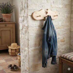 Vintage Pink Heart Wooden Coat Rack